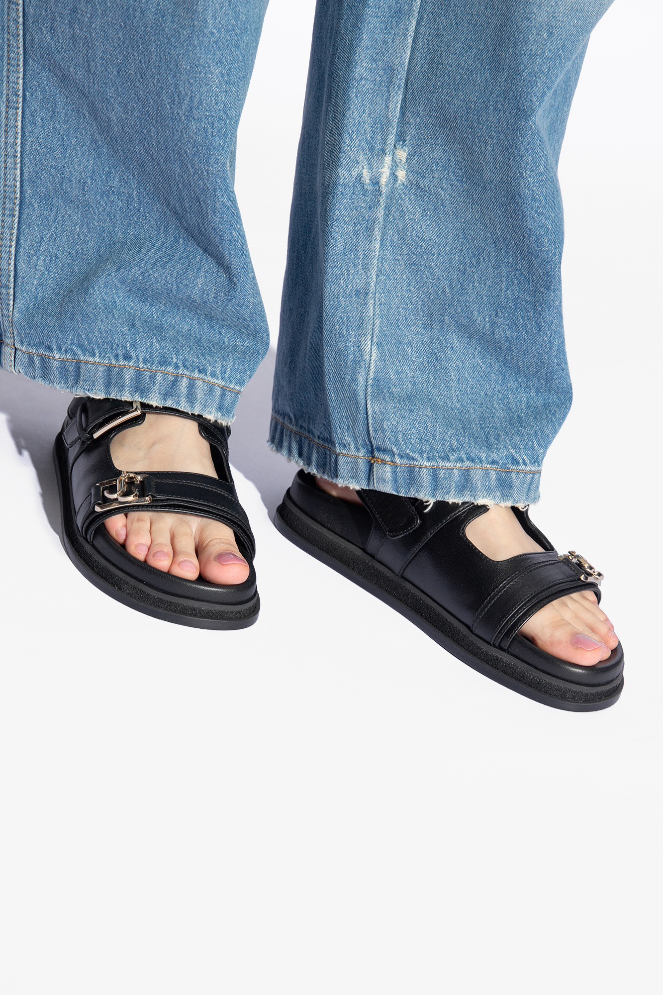 新品未使用　【JIMMY CHOO】Elyn Flat 36 Black Elyn Flat Sandals by Jimmy Choo on Sale